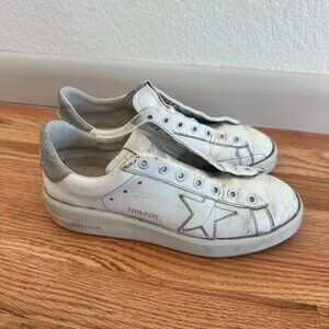 Golden Goose Pure-Star Sneakers, white/silver glitter, 38
